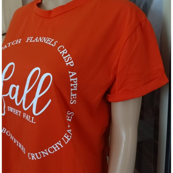 Women's Fall Harvest T- Shirt Medium Orange New - no tags Fall Sweet Fall Shirt - Picture 4 of 7